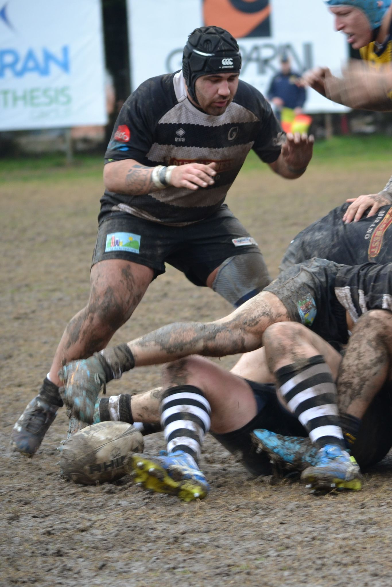 giocatori di Rugby Mirano in azione durante una partita