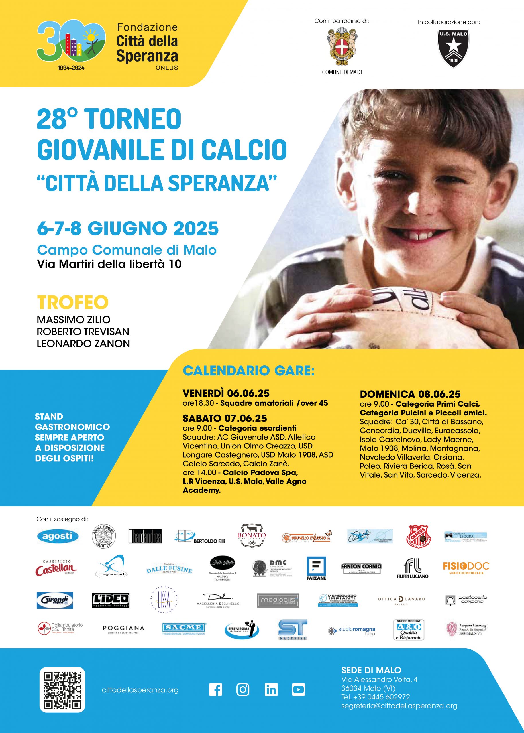Locandina torneo giovanile del calcio a Malo il 6-7-8 giugno 2025