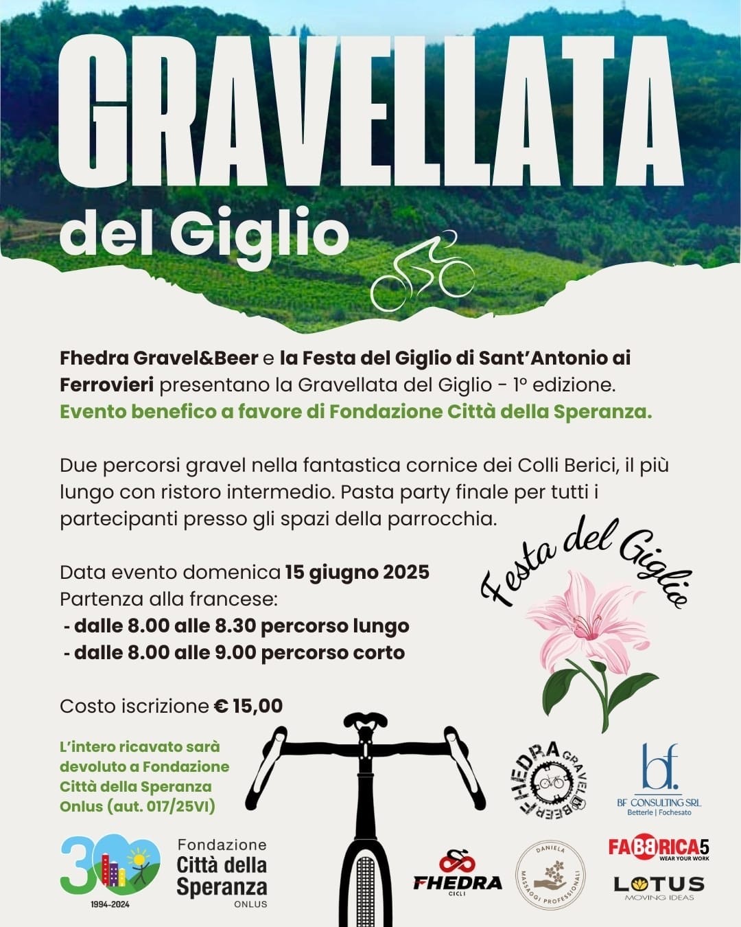 locandina iniziativa Gravellata del Giglio il 15 giugno 2025