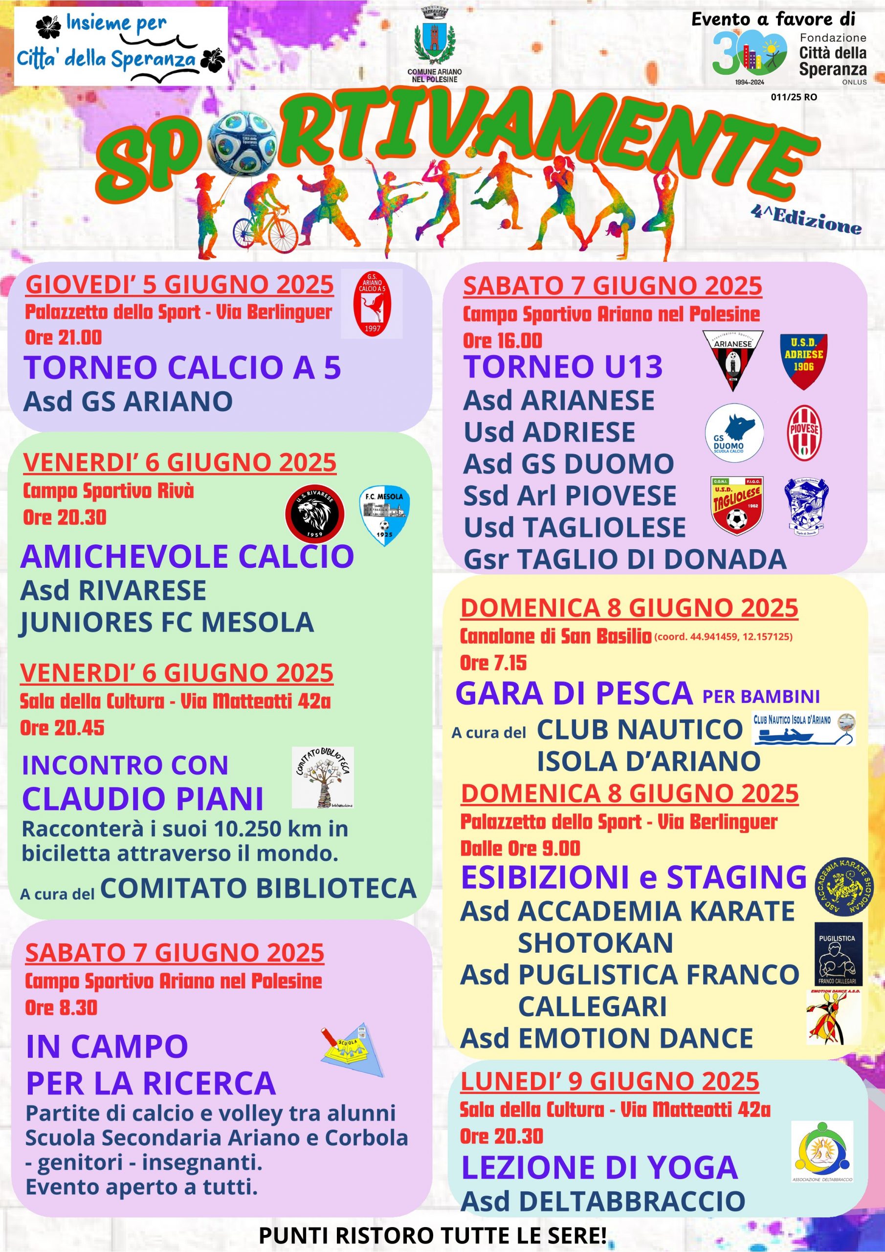 Tutte le date dell'Evento Sportivamente a favore di Città della Speranza